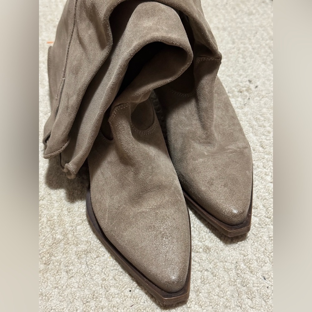 SUNDANCE Sojourner Slouchy Suede Western Boots Grey - Picture 4 of 6